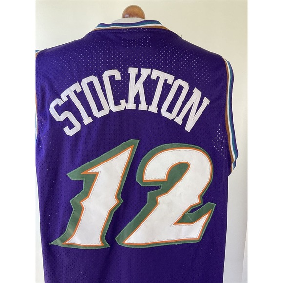 VINTAGE ADIDAS UTAH JAZZ JOHN STOCKTON STITCHED JERSEY SIZE MEDIUM - Picture 6 of 9
